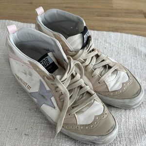 Golden Goose Midstar Sneakers in Cream and Pink